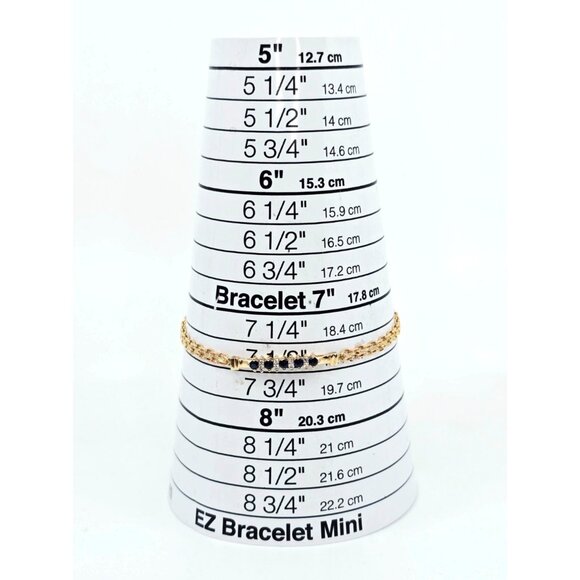 Unique 14K Yellow Gold Diamond & Blue Spinel Tennis Link Bracelet - 7.75" Length - Picture 11 of 12